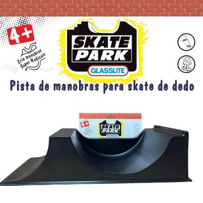 Pista Com Skate Dedo Half Rampa Corrimão Vermelha Glasslite