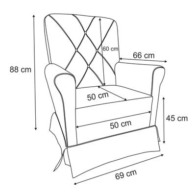 Poltrona de Amamentação Cadeira de Balanço com Puff Ternura Veludo Bege  Marfim