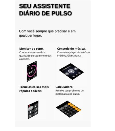 Relógio Digital Para Ios Android Preto Faz e Recebe Chamadas