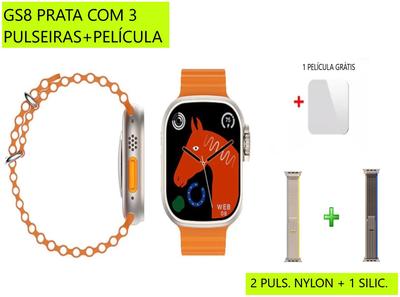 Smartwatch Ultra8 Série 8 Esportivo NFC, 45mm, Prata