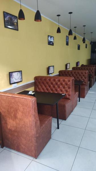 Sofá Booth 1,20m Mdf Bege Sintético Preto Restaurantes Bares Pizzaria -  Kaisova