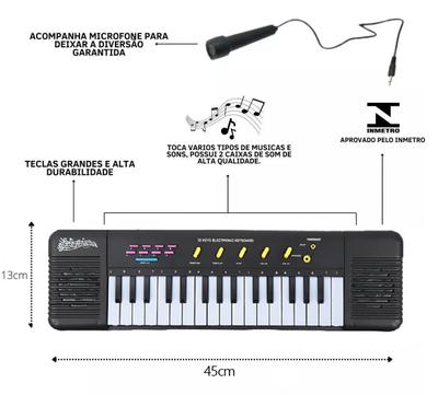 Teclado Infantil Karaokê Piano Musical com Microfone Vários Tipos