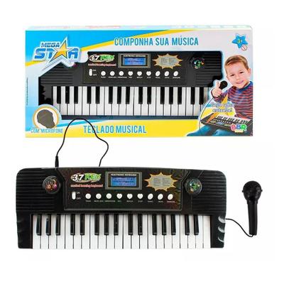 Brinquedo Teclado Piano Musical Infantil Com Microfone Karaokê 37