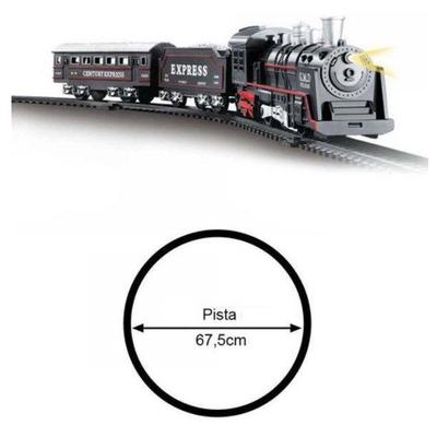 Trem Brinquedo Locomotiva Som E Luz 4 Vagoes - DM Toys - Autorama