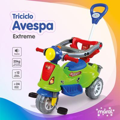 Carrinho De Passeio Ou Pedal Infantil Triciclo Avespa - Maral - Extreme