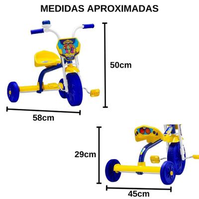 Triciclo Infantil Motoca Ultra Top Boy Azul e Amarelo em Promoção
