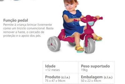 Triciclo Mototico Passeio Pedal Rosa 693 Velotrol Infantil Motoca