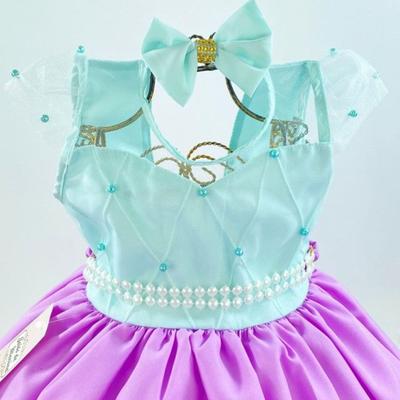 Vestido infantil sereia lilás princesa sofia festa 1 a 4 ano