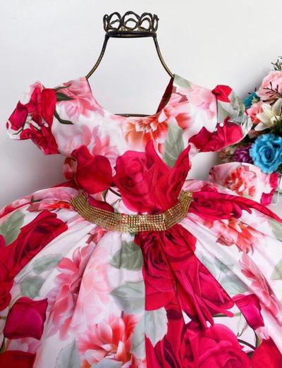 Vestido Infantil de Festa Vermelho Princesa Natal