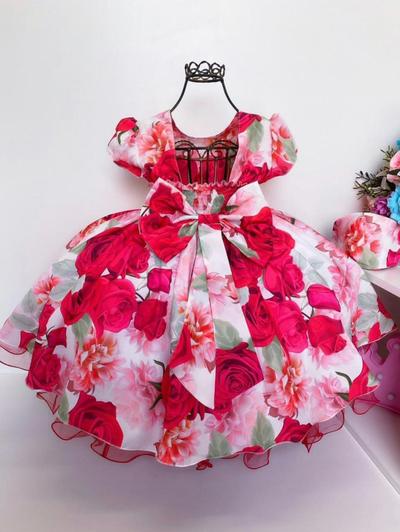 Vestido Infantil de Festa Vermelho Princesa Natal