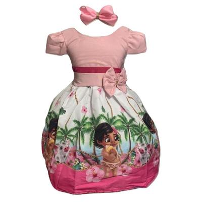 Vestido Moana Baby Rosa Pérola Infantil