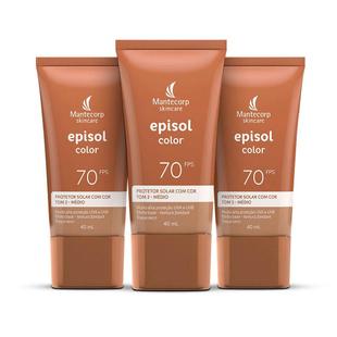 3 Protetor Solar Episol Color Tom 3 Medio Fps 70 40ML - Mantecorp Skincare