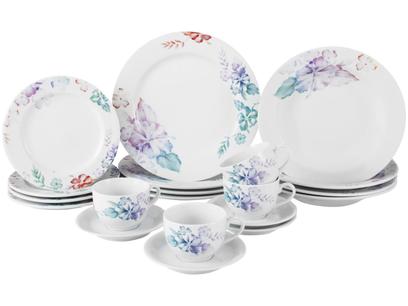 Aparelho de Jantar Chá 20 Peças Porcelana Schmidt – Redondo Floral Colorido Florence