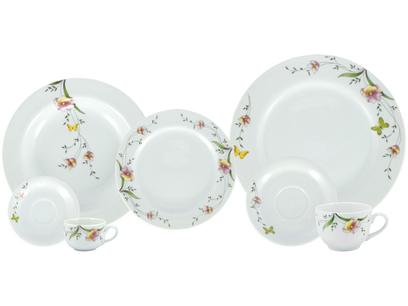 Aparelho de Jantar Chá e Café 42 Peças Porcelana – Schmidt Porcelana Redondo Branco Real Carmem