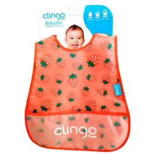 Babador Impermeável com Bolso Coletor Vermelho Morango - Clingo