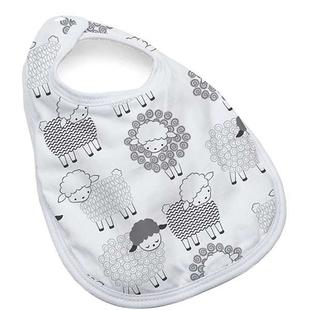 Babador Tecebem Baby Impermeável Carneirinhos Estampado com Botão e Viés Kinder Branco