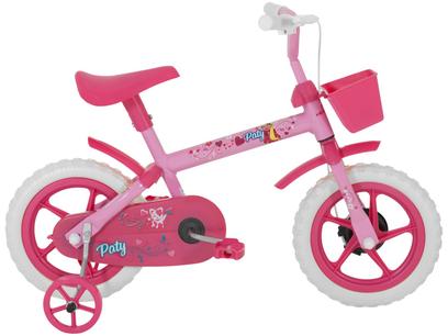 Bicicleta Infantil Aro 12 Verden Paty - Rosa e Fúcsia com Rodinhas e Cesta