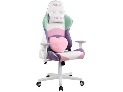 Cadeira Gamer Technisports Reclinável Giratória Lilás Verde e Branca TS42