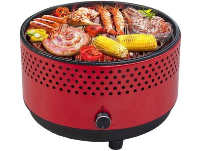 Churrasqueira a Carvão Portátil com Ventilador Vermelho – Nell GB-PC1 PR com Assadeira