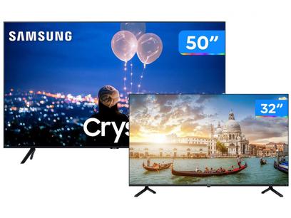 Tvs em Promoção Combo Smart TV Crystal UHD 4K LED 50” Samsung – 50TU8000 Wi-Fi + Smart TV HD D-LED 32” Philco