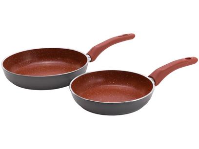 Conjunto de Frigideiras Brinox Cerâmica - Ceramic Life Optima Cinza e Vermelho 2 Peças