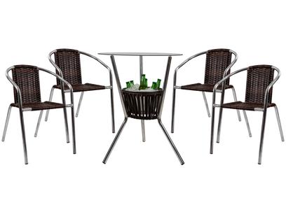 Conjunto de Mesa para Área Externa de Fibra - com 4 Cadeiras Alegro Móveis CJMB40199