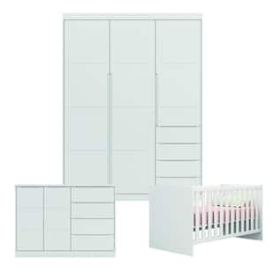 Conjunto Quarto de Bebê Guarda Roupa, Cômoda Cristal e Berço 1344 Phoenix Qmovi