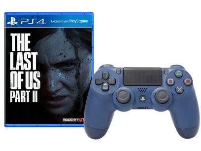 Controle para PS4 e PC sem Fio Dualshock 4 Sony - Midnight Blue + The Last of Us Part II para PS4