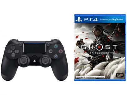 Dualshock 4 Sony Preto + Ghost of Tsushima » Pacheco Ofertas