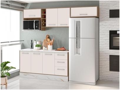 Cozinha Compacta Poliman Móveis Pisa com Balcão - 8 Portas 2 Gavetas