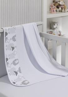 Cueiro de Bebe Kinder Estampado Carneirinhos Branco - Tecebem