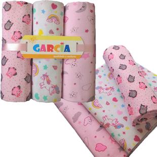 Cueiro Flanelado Garcia Baby - 3 Unids Menina - Almofadas Garcia
