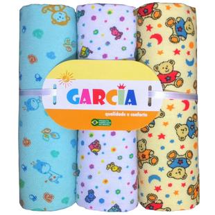 Cueiro Flanelado Garcia Baby - 3 Unids Neutro - Almofadas Garcia