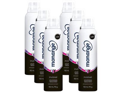 Desodorante Aerossol Antitranspirante Feminino – Monange Invisível 150ml 6 Unidades
