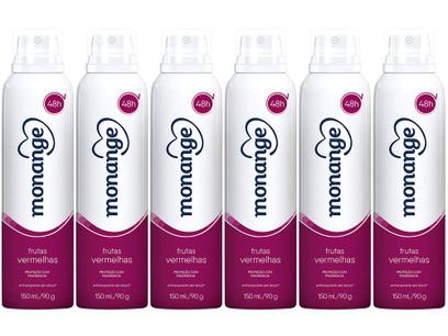 Desodorante Monange Antitranspirante Aerossol – Feminino Frutas Vermelhas 150ml 6 Unidades