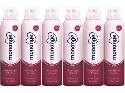 Desodorante Monange Antitranspirante Aerossol – Feminino Hidratação Intensiva 150ml 6 Unidades