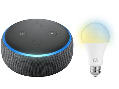 Echo Dot 3ª Geração Smart Speaker com Alexa - Amazon + Lâmpada Inteligente Positivo Home LED 9W