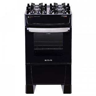 Fogão Atlas 4 Bocas preto Atenas Glass com Acendimento automático - Bivolt - Atlas Eletrodomésticos