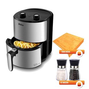 Fritadeira Air Fryer Philco 3,2L Inox 127V com Kit Churrasco Bela Home (2 moedores 180ml e 1 Tabua Media)
