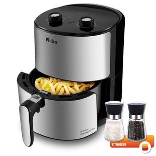Fritadeira Air Fryer Philco 3,2L Inox 127V com Kit Moedor Sal e Pimenta Bela Home 180ml