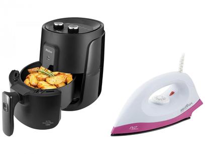 Fritadeira Elétrica sem Óleo/Air Fryer Philco PFR15P 4L + Ferro de Passar a Seco Britânia FB27