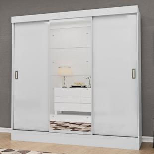 Guarda Roupa Casal com Espelho 3 Portas 2 Gavetas Istambul Espresso Móveis Branco