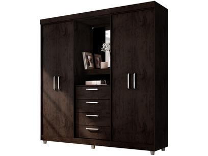 Guarda-roupa Casal com Espelho 4 Portas - 4 Gavetas Araplac Pequim