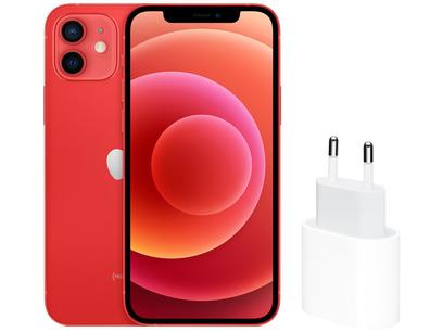 iPhone 12 Apple 64GB (PRODUCT)RED 6,1” - iOS + Carregador USB-C de 20W Apple Branco