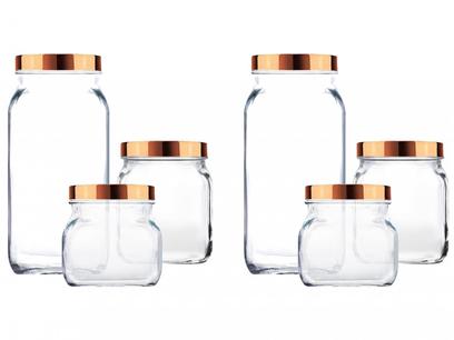 Jogo de Potes de Vidro Ruvolo Glass Company – com Tampa Redondo Gourmet Style 6 Peças