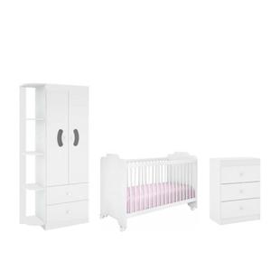 Jogo de Quarto Infantil Ternura com Guarda Roupa Ternura Branco - Peternella