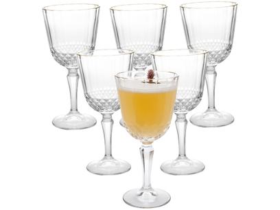Jogo de Taças para Vinho de Vidro 350ml – 6 Peças Casambiente Classic Borda Dourada