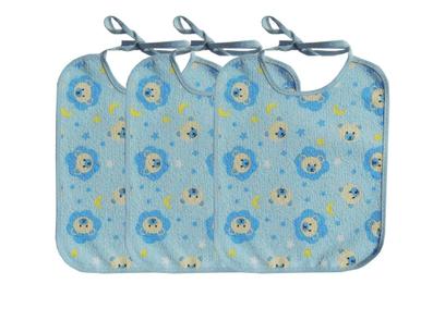 Kit 03 Babadores Felpudos Estampados - Ursinho Azul - Bercinho Azul