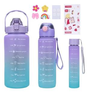 Kit 3 Garrafa De Água Motivacional Adesivo 2 Litros 900mL 300mL - Yinaite