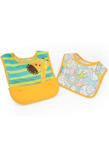 Kit de 2 Babadores de Tecido Girafa com Bolso - Marcus Marcus
